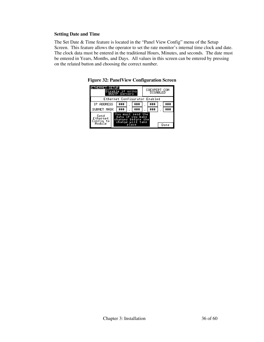 Sterling 882.00722.00 manual Setting Date and Time, PanelView Configuration Screen 