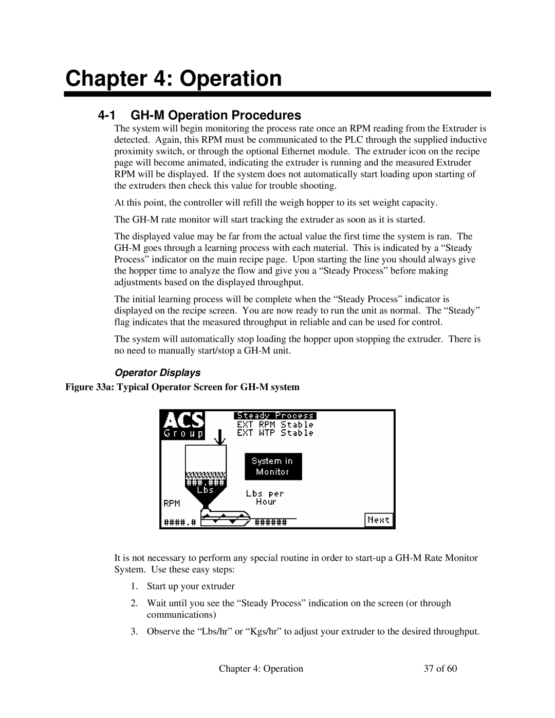 Sterling 882.00722.00 manual GH-M Operation Procedures, Operator Displays 