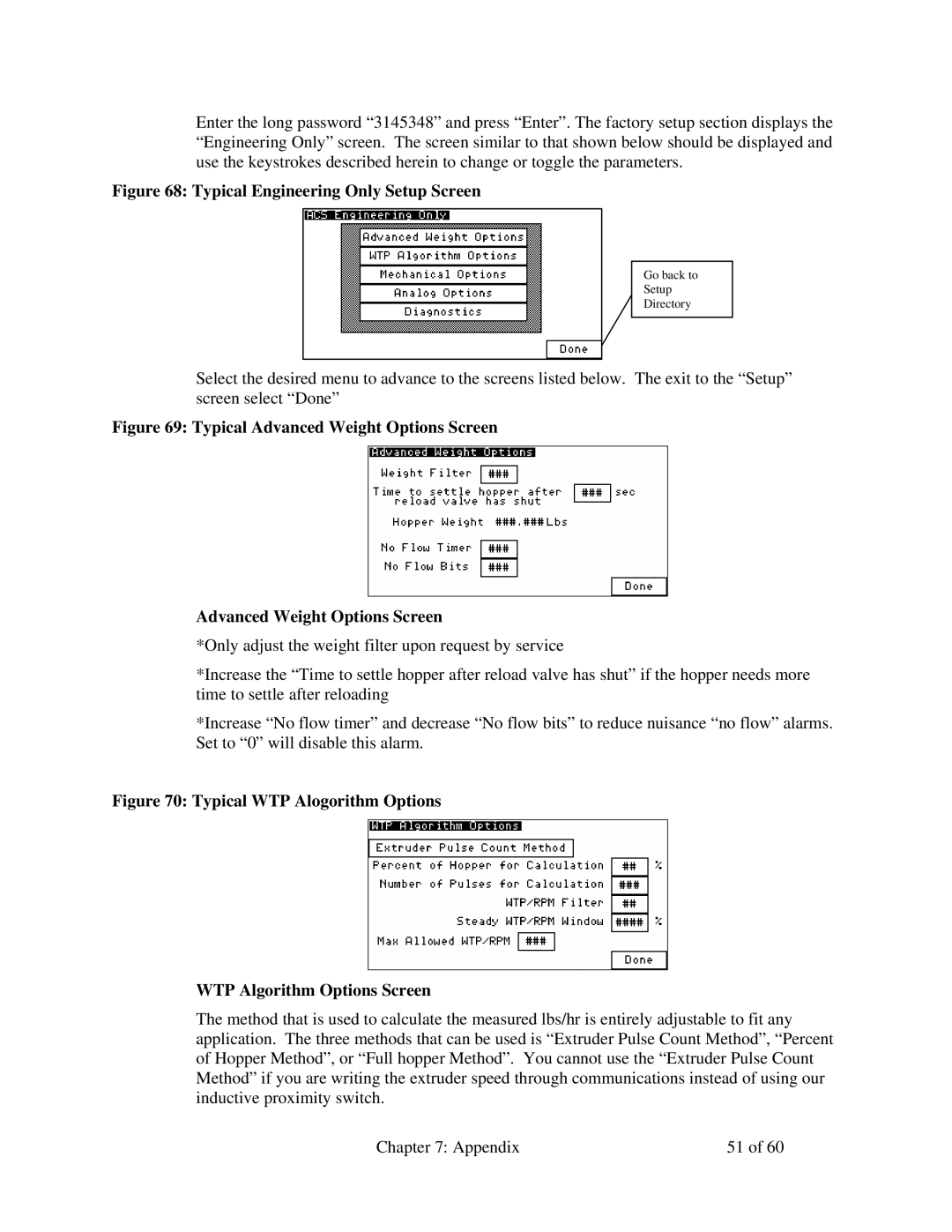 Sterling 882.00722.00 manual Typical Engineering Only Setup Screen 