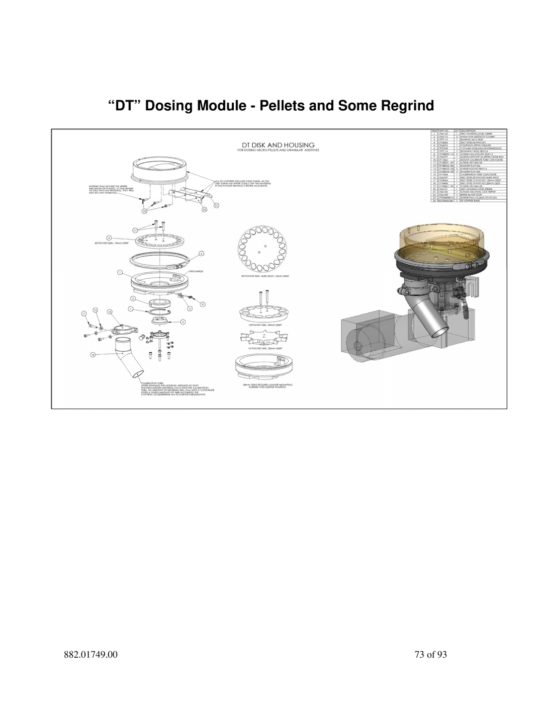 Sterling 882.01749.00 manual DT Dosing Module Pellets and Some Regrind 