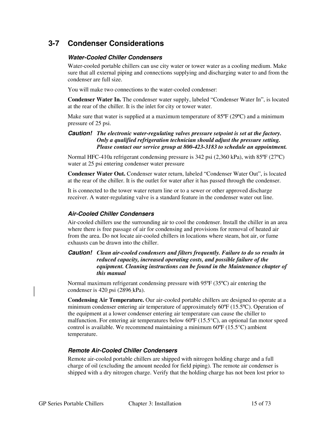 Sterling 882.93092.00 Condenser Considerations, Water-Cooled Chiller Condensers, Air-Cooled Chiller Condensers 