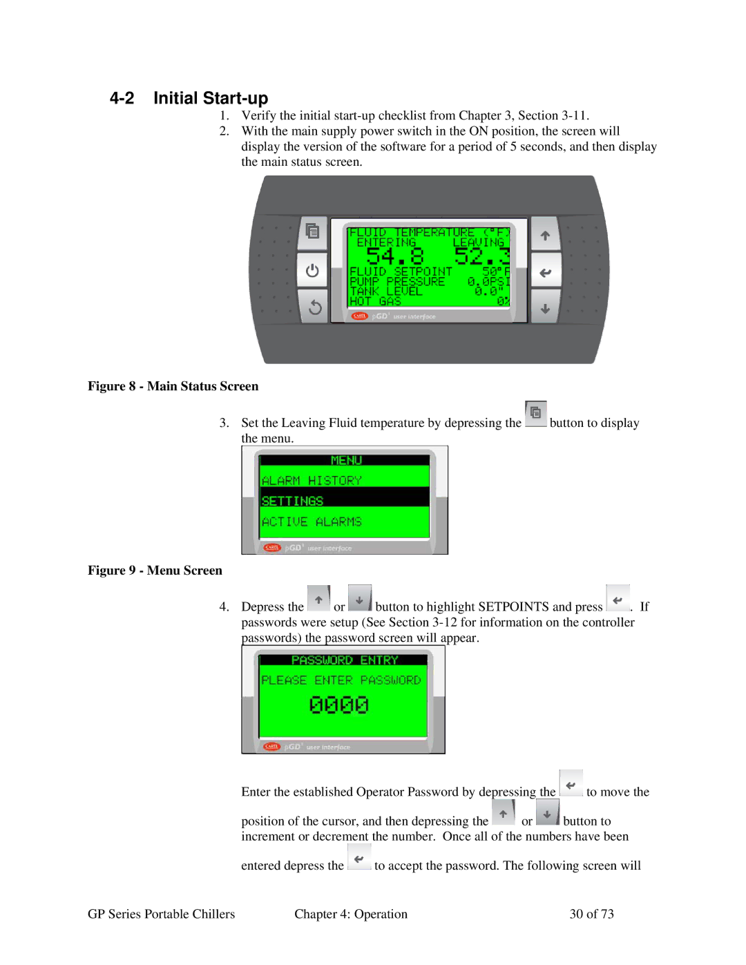 Sterling 882.93092.00 specifications Main Status Screen 