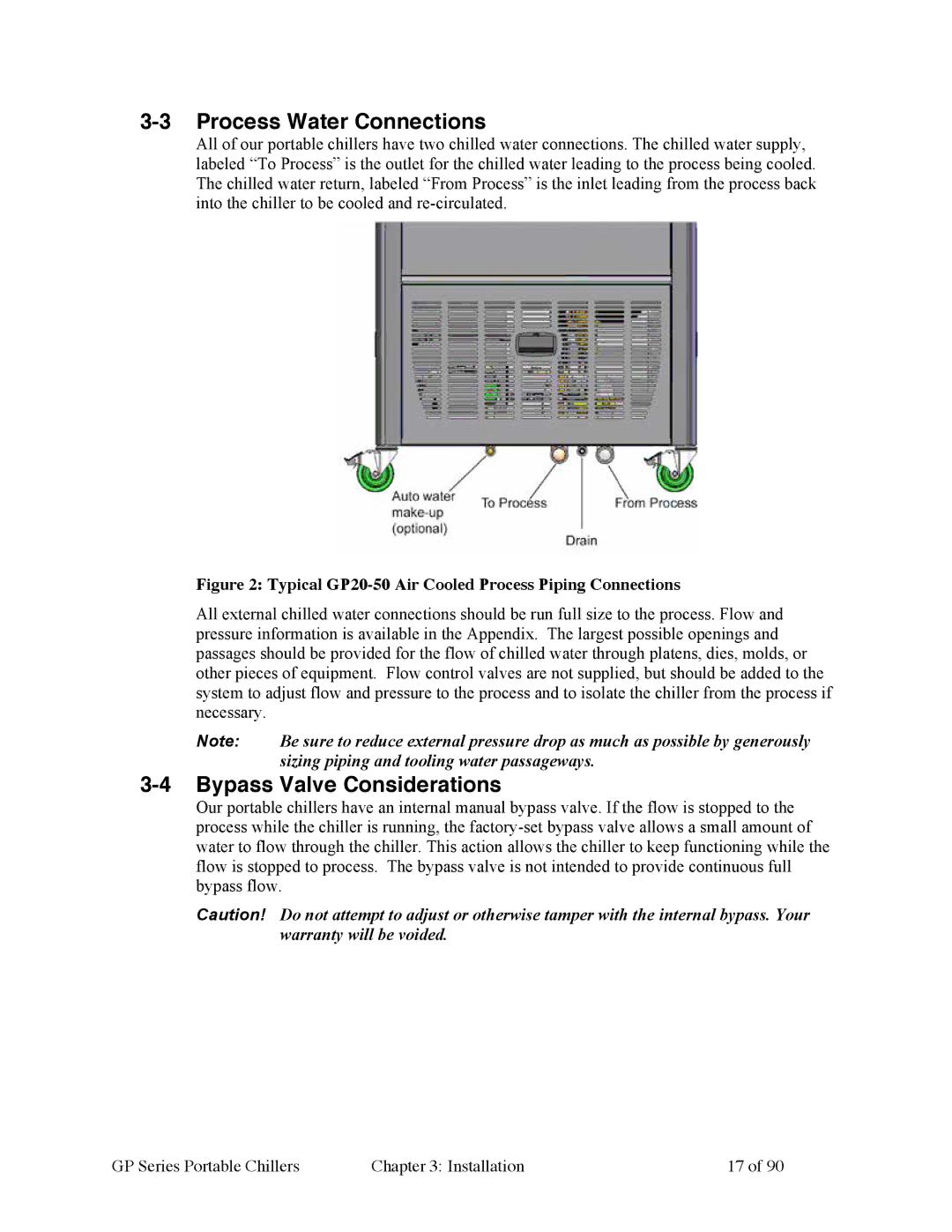 Sterling 882.93092.01 manual Process Water Connections, Bypass Valve Considerations 