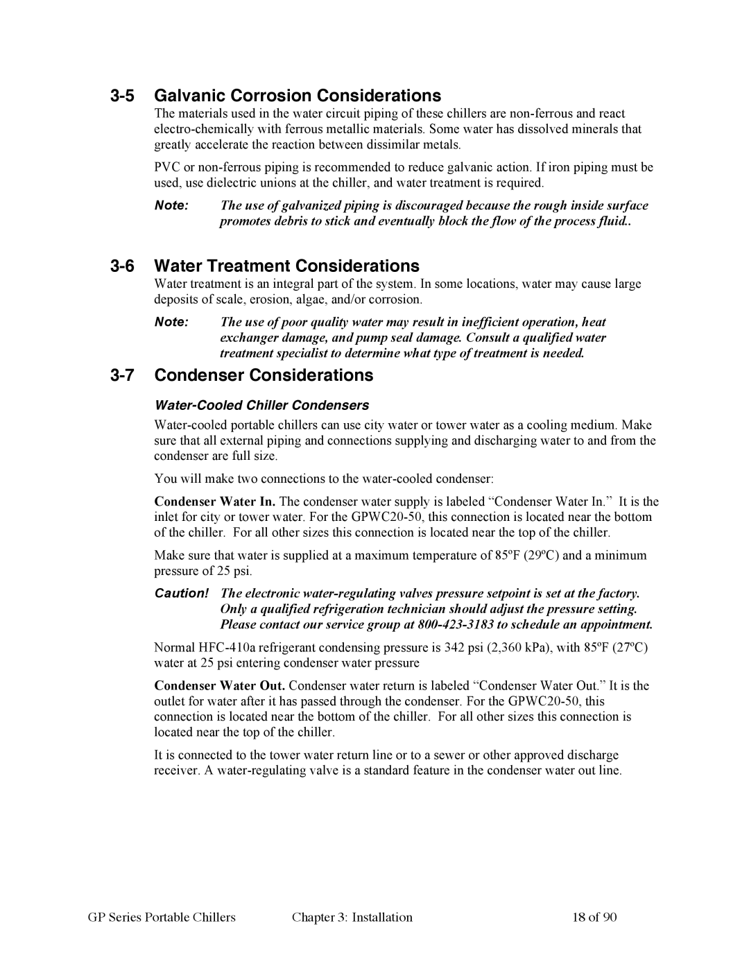 Sterling 882.93092.01 manual Galvanic Corrosion Considerations, Water Treatment Considerations, Condenser Considerations 