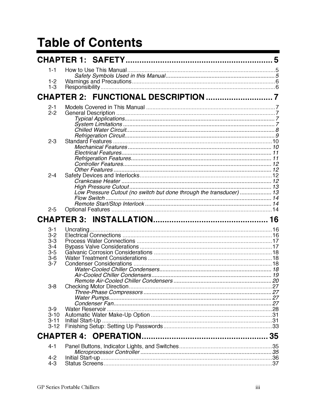 Sterling 882.93092.01 manual Table of Contents 