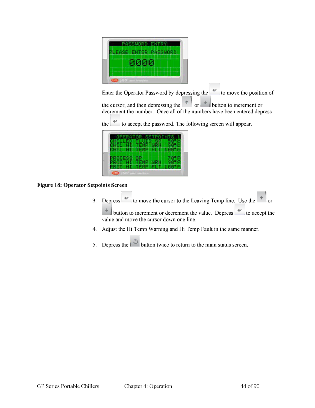 Sterling 882.93092.01 manual Operator Setpoints Screen 