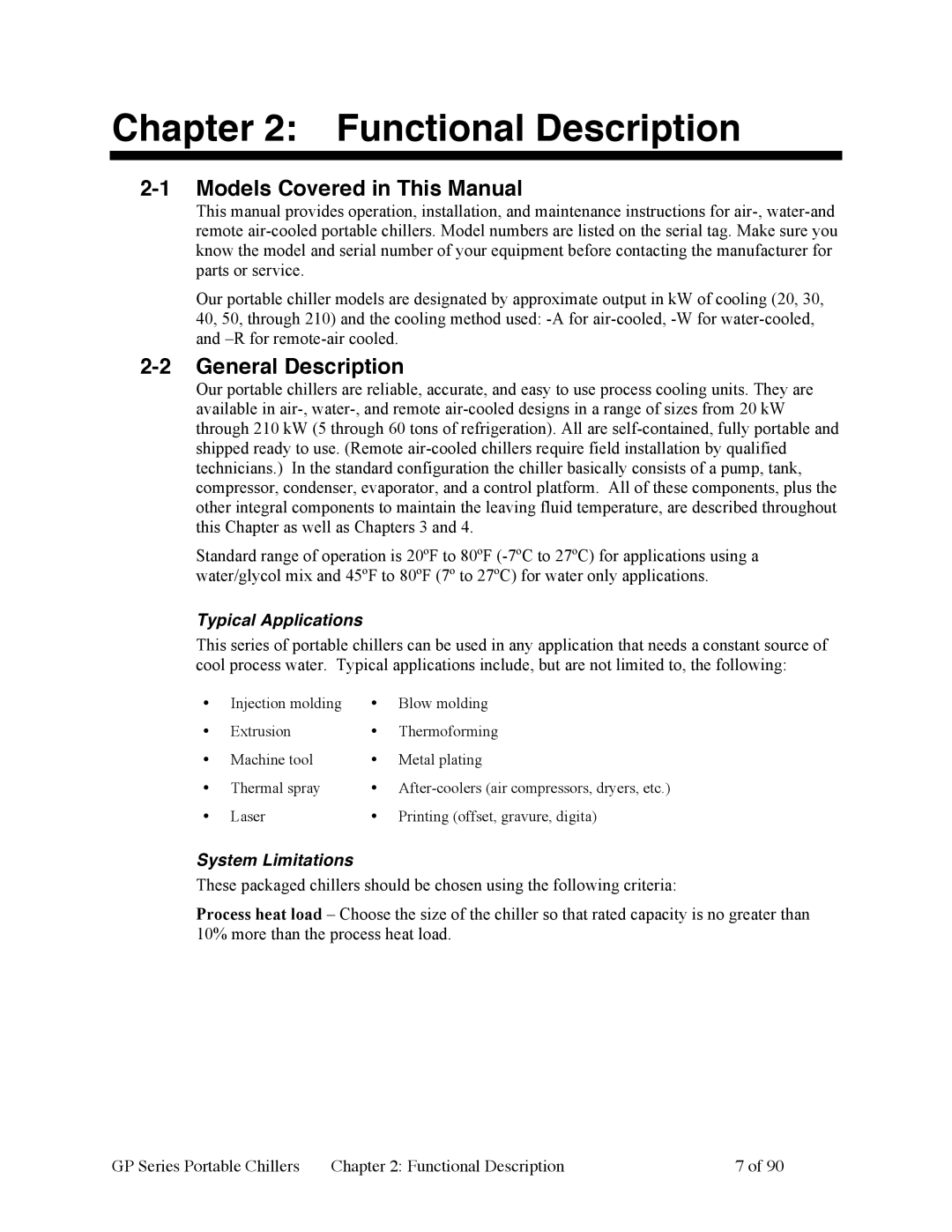 Sterling 882.93092.01 Functional Description, Models Covered in This Manual, General Description, Typical Applications 