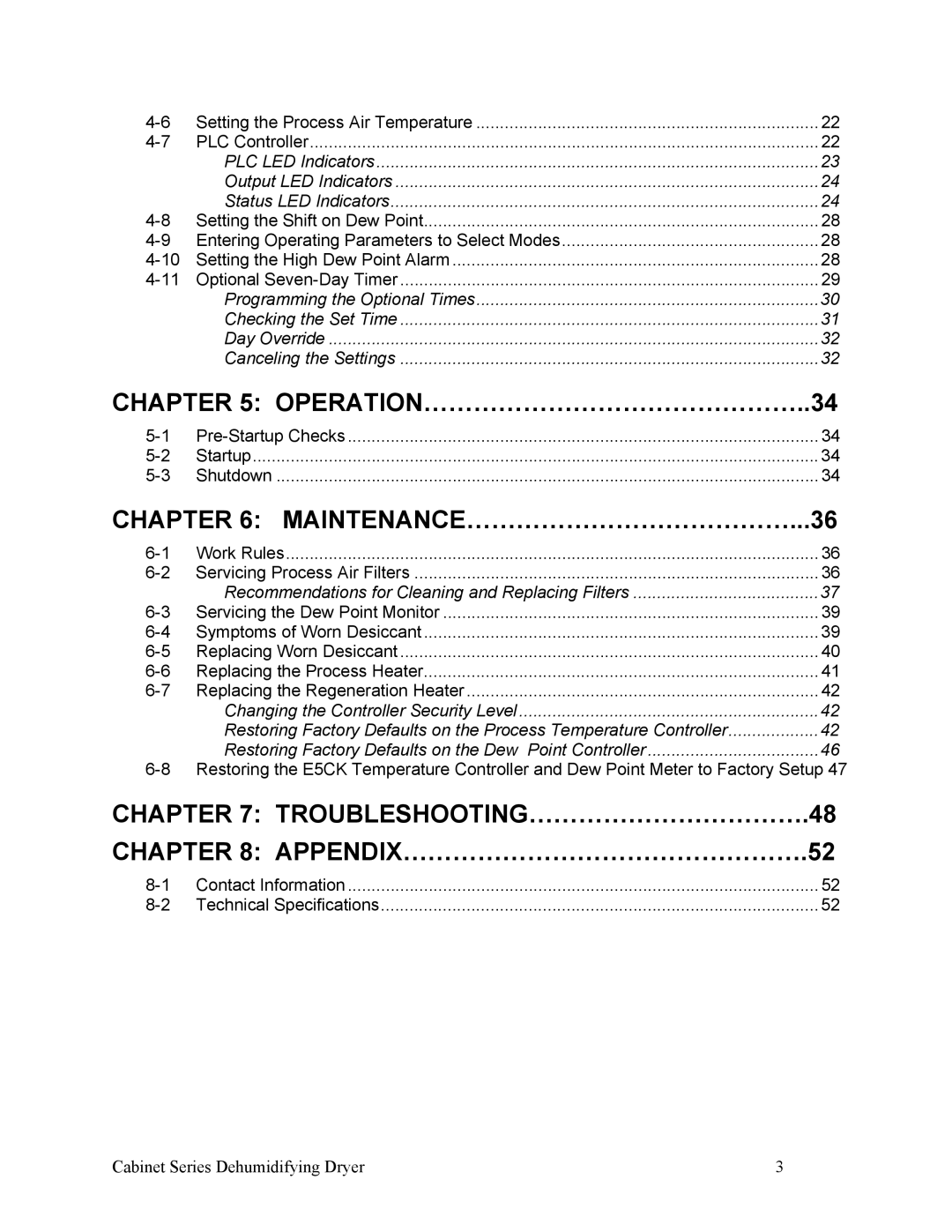 Sterling 90-225 CFM, SDA 150-380 installation manual TROUBLESHOOTING…………………………….48 