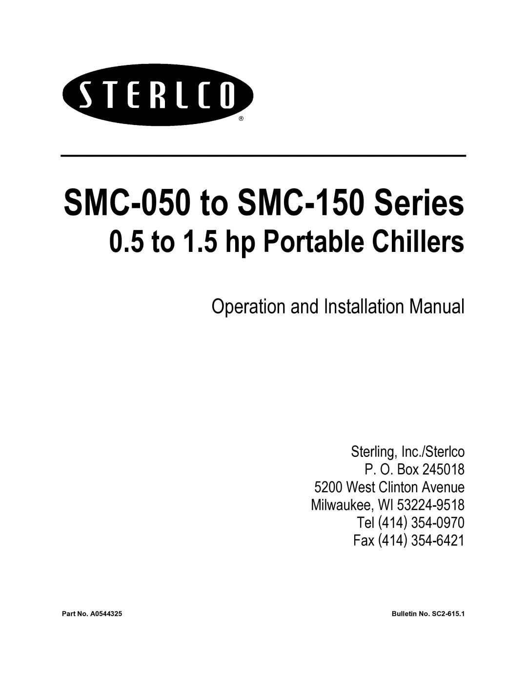 Sterling A0544325 installation manual SMC-050 to SMC-150 Series 