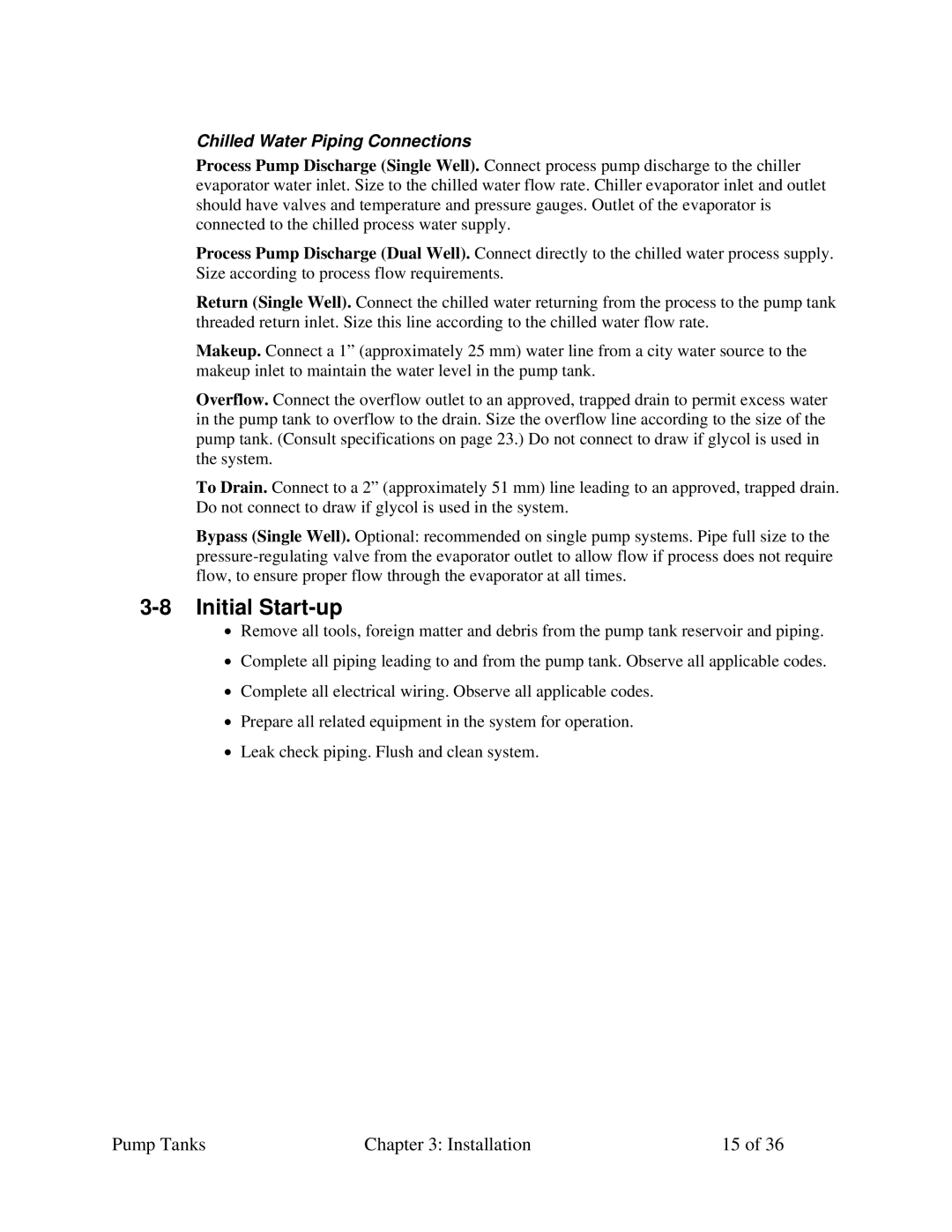 Sterling A0552321 specifications Initial Start-up, Chilled Water Piping Connections 