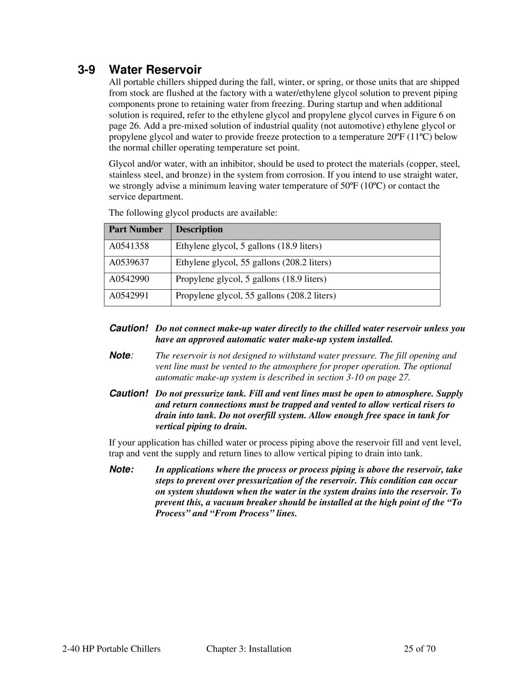 Sterling A0554831 manual Water Reservoir, Part Number Description 