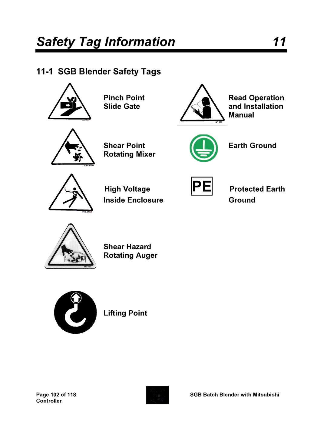 Sterling A0567659 manual Safety Tag Information, SGB Blender Safety Tags 