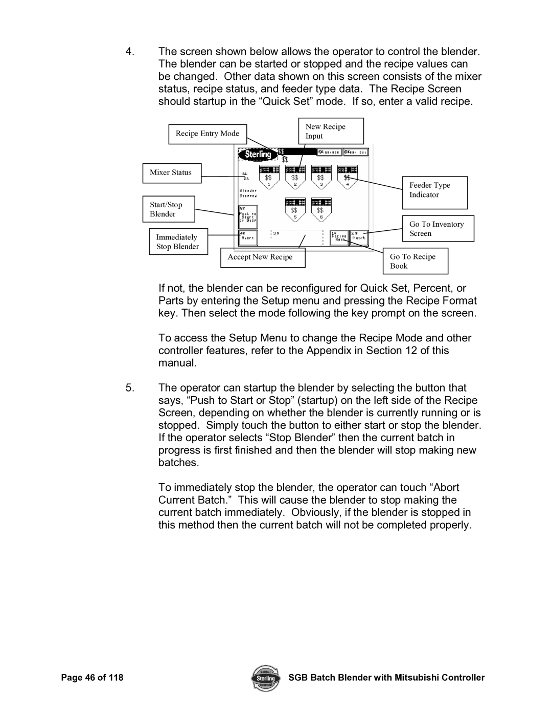 Sterling A0567659 manual SGB Batch Blender with Mitsubishi Controller 