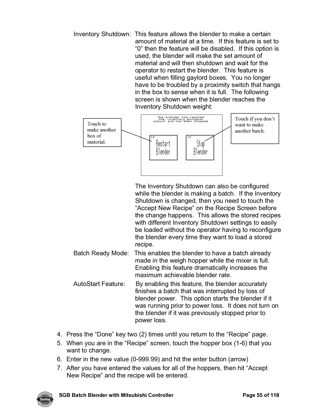 Sterling A0567659 manual Inventory Shutdown 