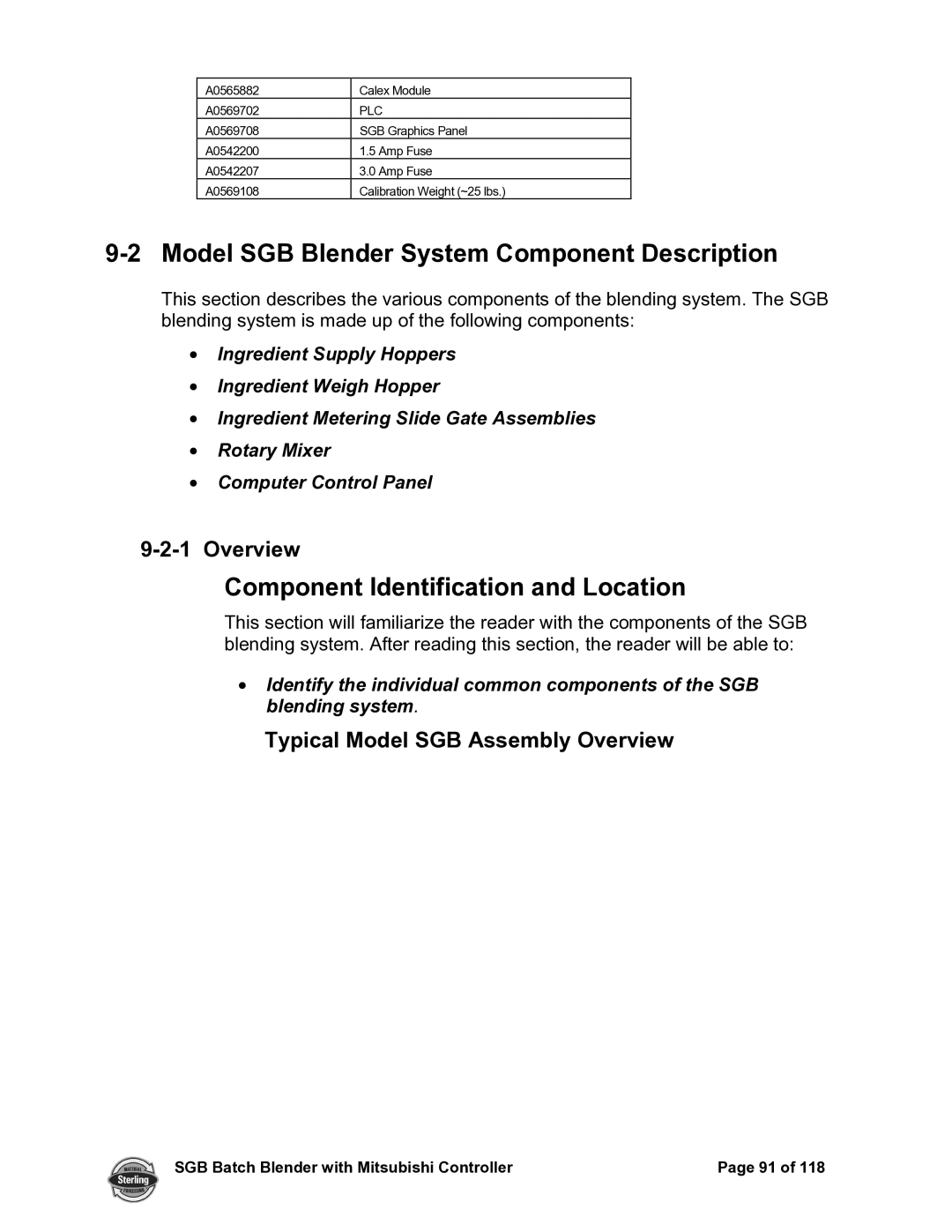 Sterling A0567659 manual Component Identification and Location, Overview 