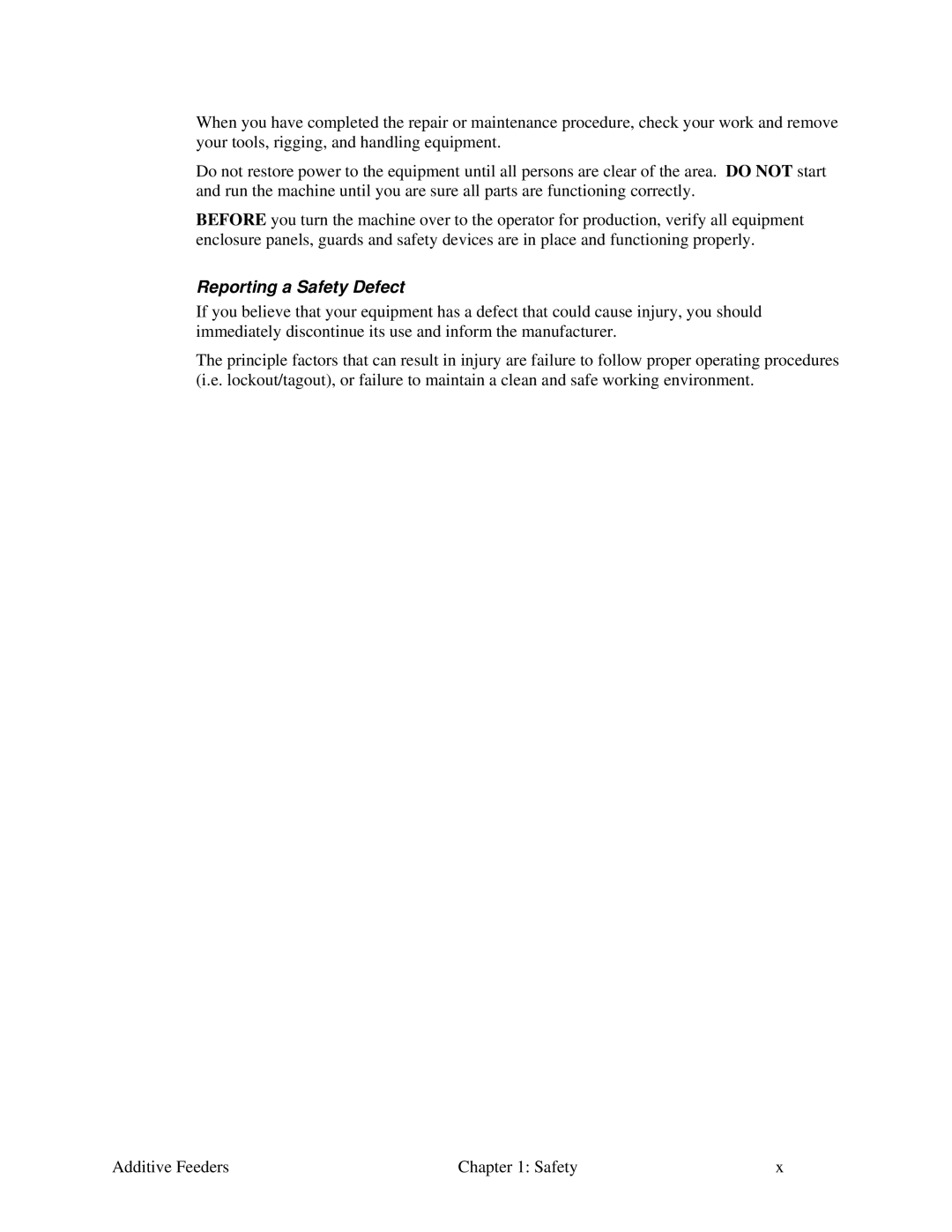 Sterling AF-XXX specifications Reporting a Safety Defect 