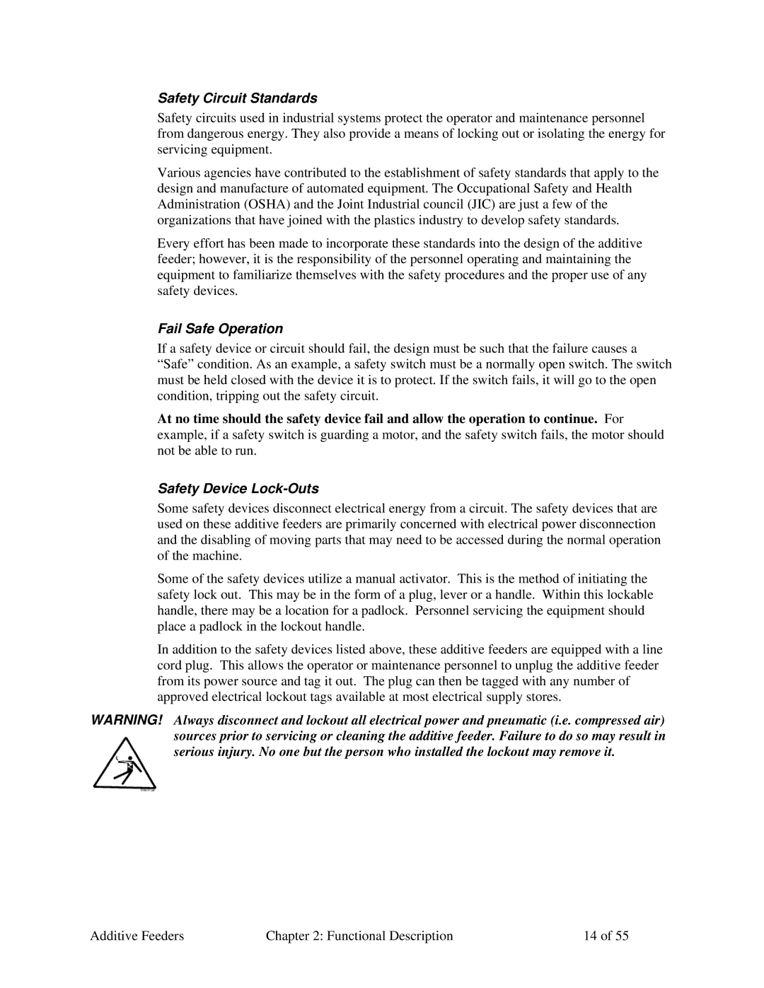 Sterling AF-XXX specifications Safety Circuit Standards, Fail Safe Operation, Safety Device Lock-Outs 