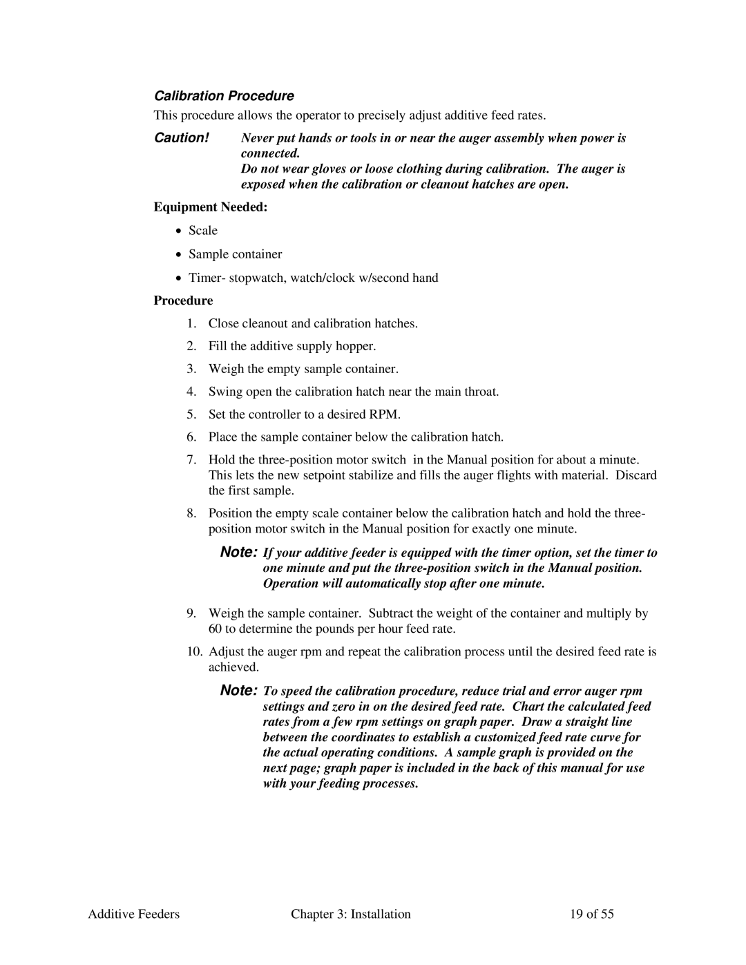 Sterling AF-XXX specifications Calibration Procedure, Equipment Needed 