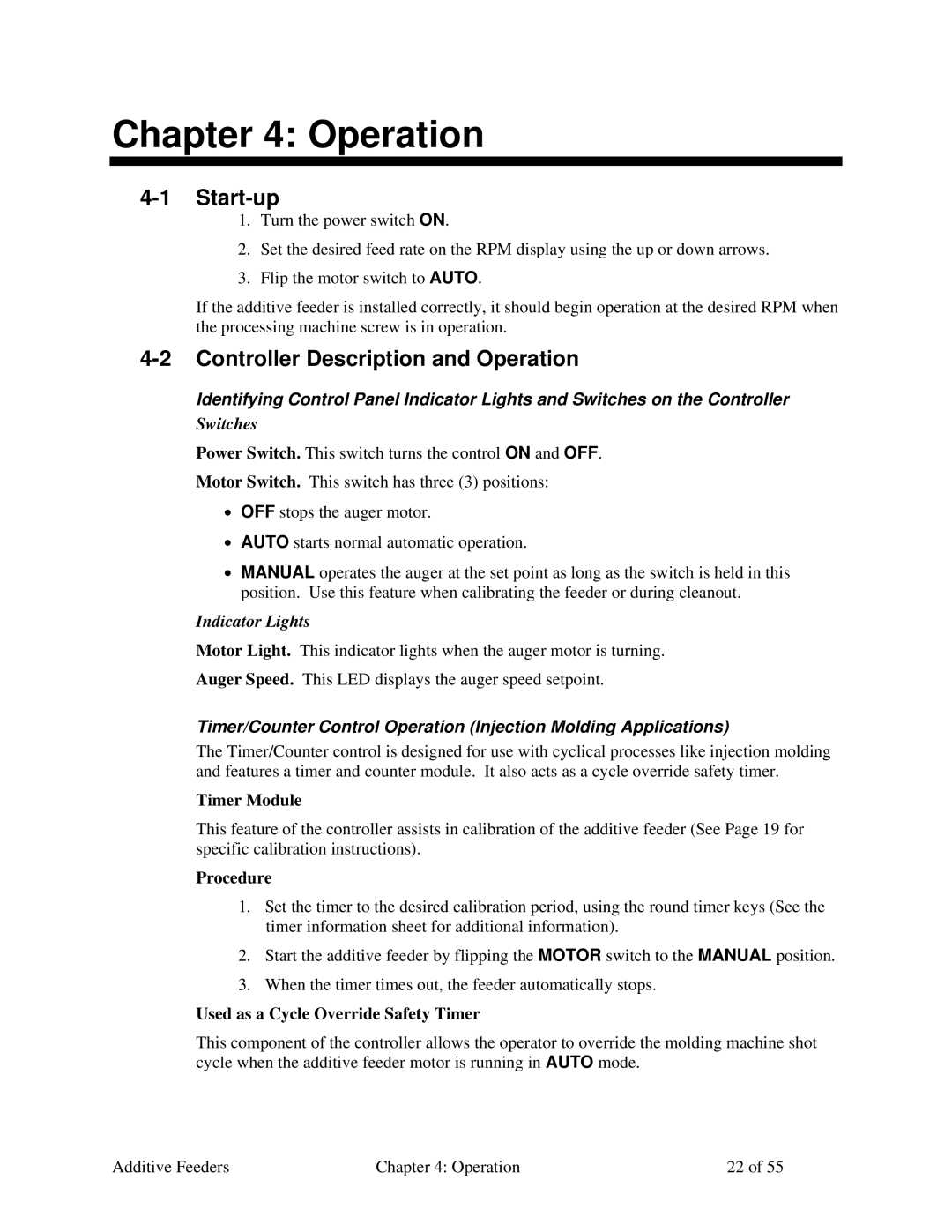 Sterling AF-XXX Start-up, Controller Description and Operation, Timer Module, Used as a Cycle Override Safety Timer 