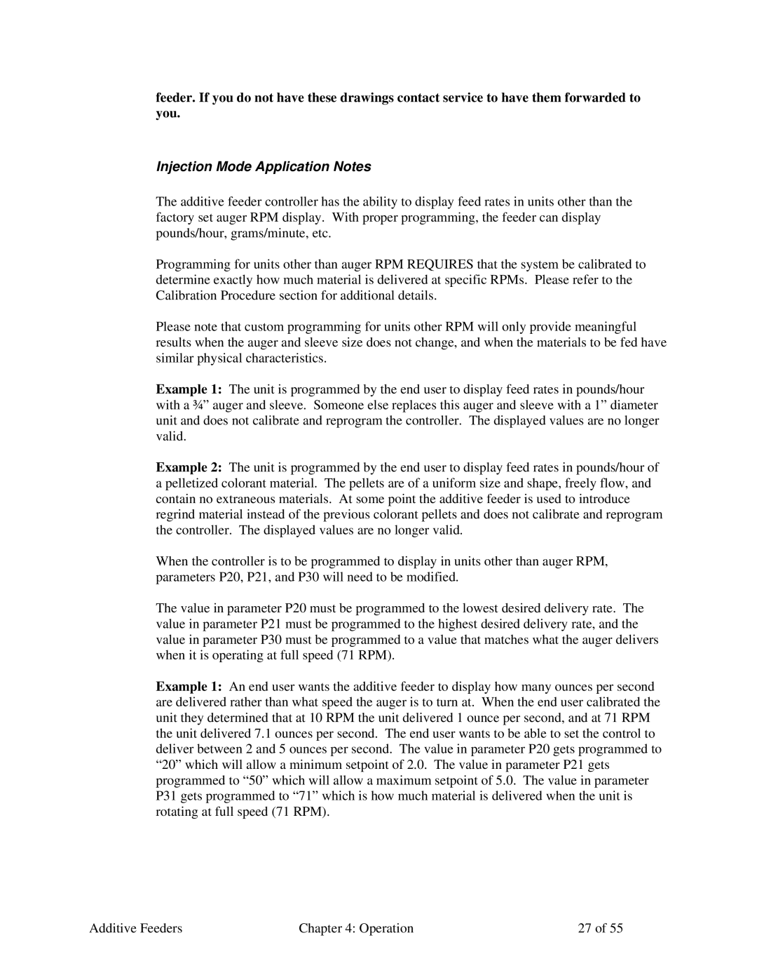 Sterling AF-XXX specifications Injection Mode Application Notes 