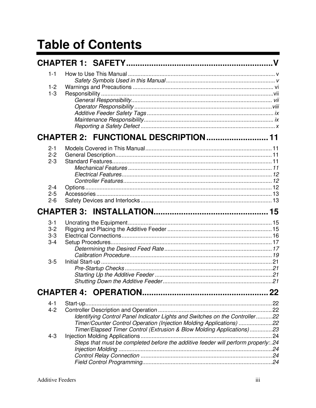 Sterling AF-XXX specifications Table of Contents 