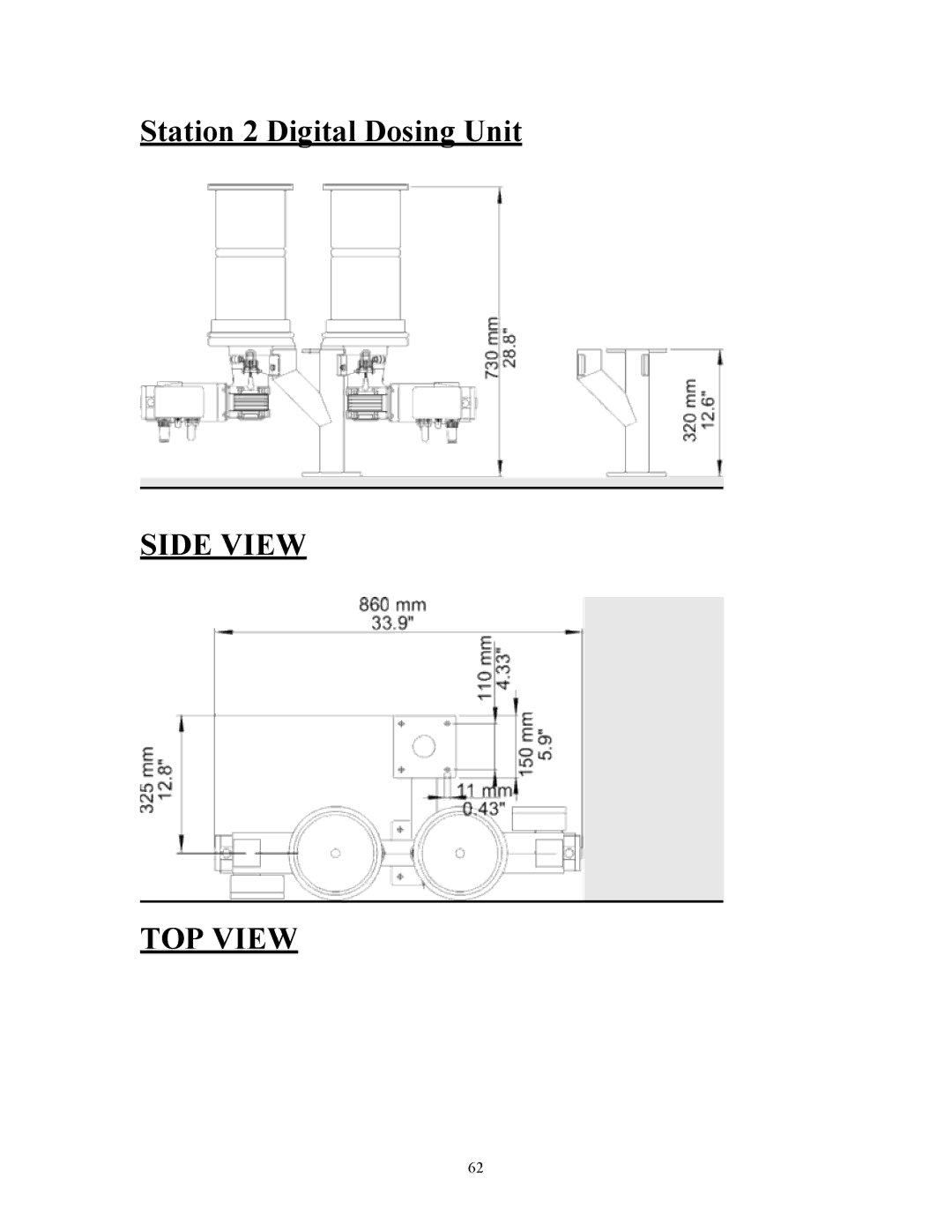 Sterling BF3-600 specifications Station 2 Digital Dosing Unit, Side View TOP View 