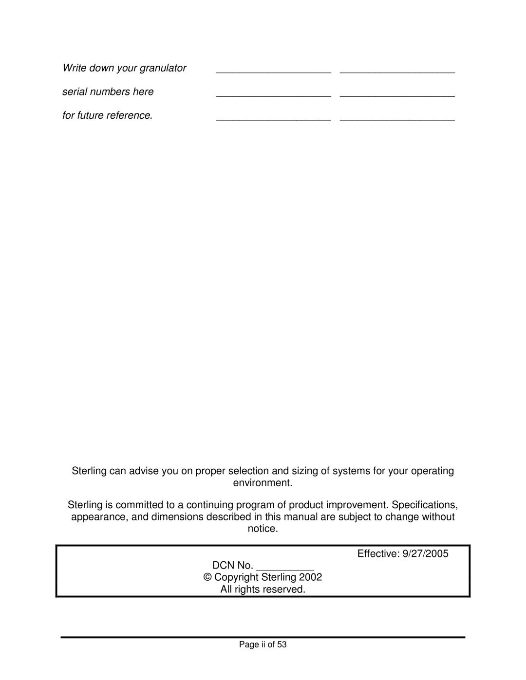 Sterling BP1018, BP1012 installation manual 