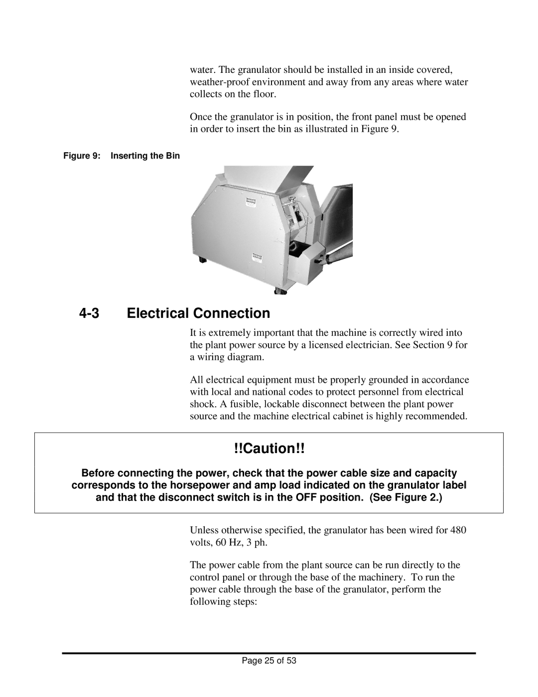 Sterling BP1012, BP1018 installation manual Electrical Connection, Inserting the Bin 