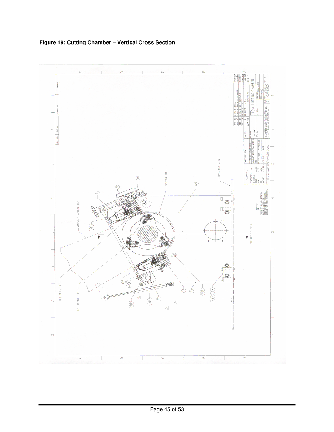 Sterling BP1012, BP1018 installation manual Cutting Chamber Vertical Cross Section 