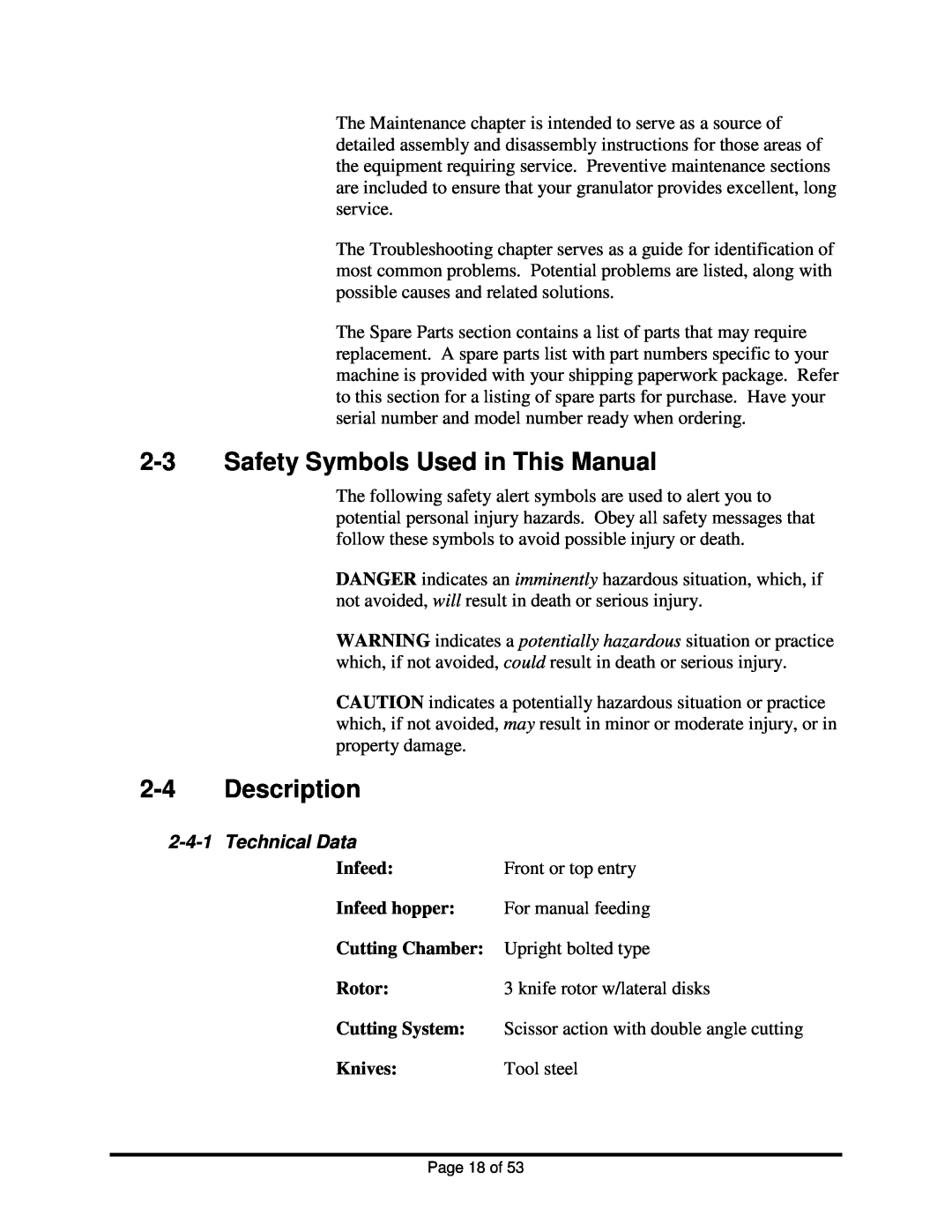 Sterling BP1018, BP1012 installation manual 2-3Safety Symbols Used in This Manual, 2-4Description, 2-4-1Technical Data 