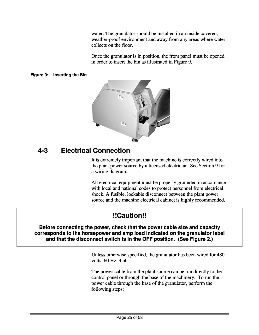 Sterling BP1012, BP1018 installation manual 4-3Electrical Connection, Inserting the Bin 