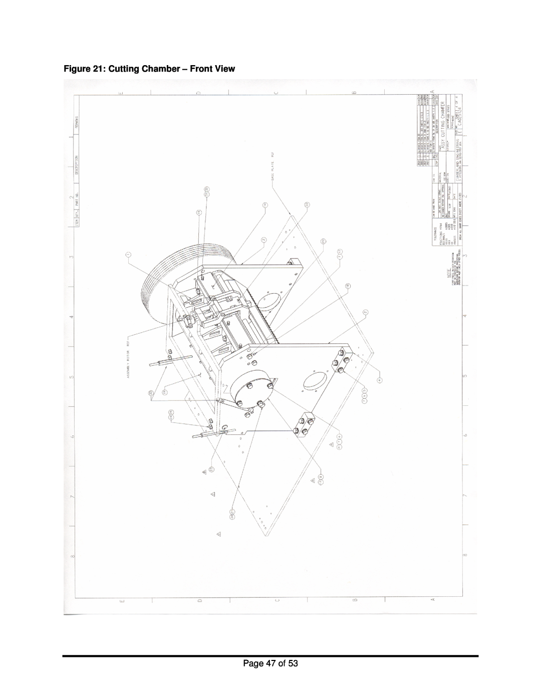 Sterling BP1012, BP1018 installation manual Cutting Chamber – Front View, Page 47 of 