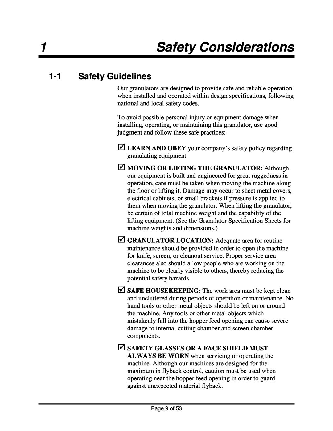 Sterling BP1012, BP1018 installation manual Safety Considerations, 1-1Safety Guidelines 