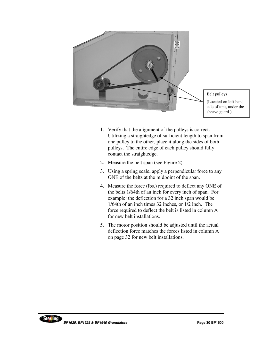 Sterling BP1628, BP1640, BP1620 installation manual 30 BP1600 