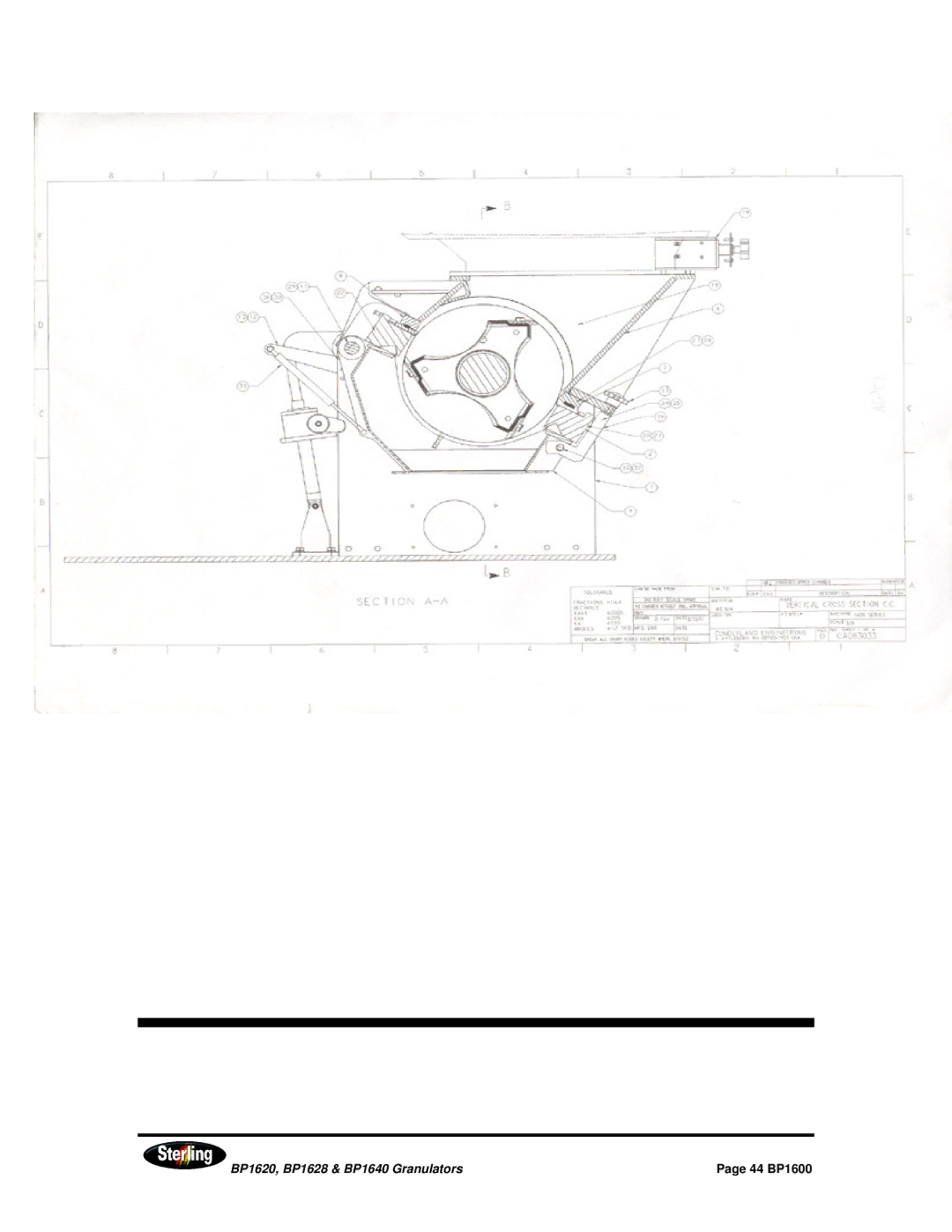 Sterling BP1620, BP1628, BP1640 installation manual 44 BP1600 