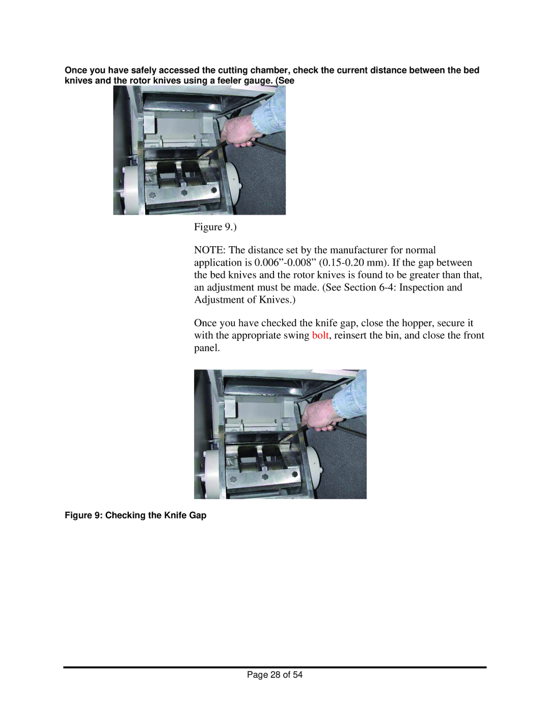 Sterling BP818, BP814, BP810 manual Checking the Knife Gap 