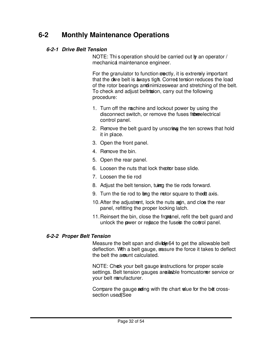 Sterling BP810, BP814, BP818 manual Monthly Maintenance Operations, Drive Belt Tension, Proper Belt Tension 