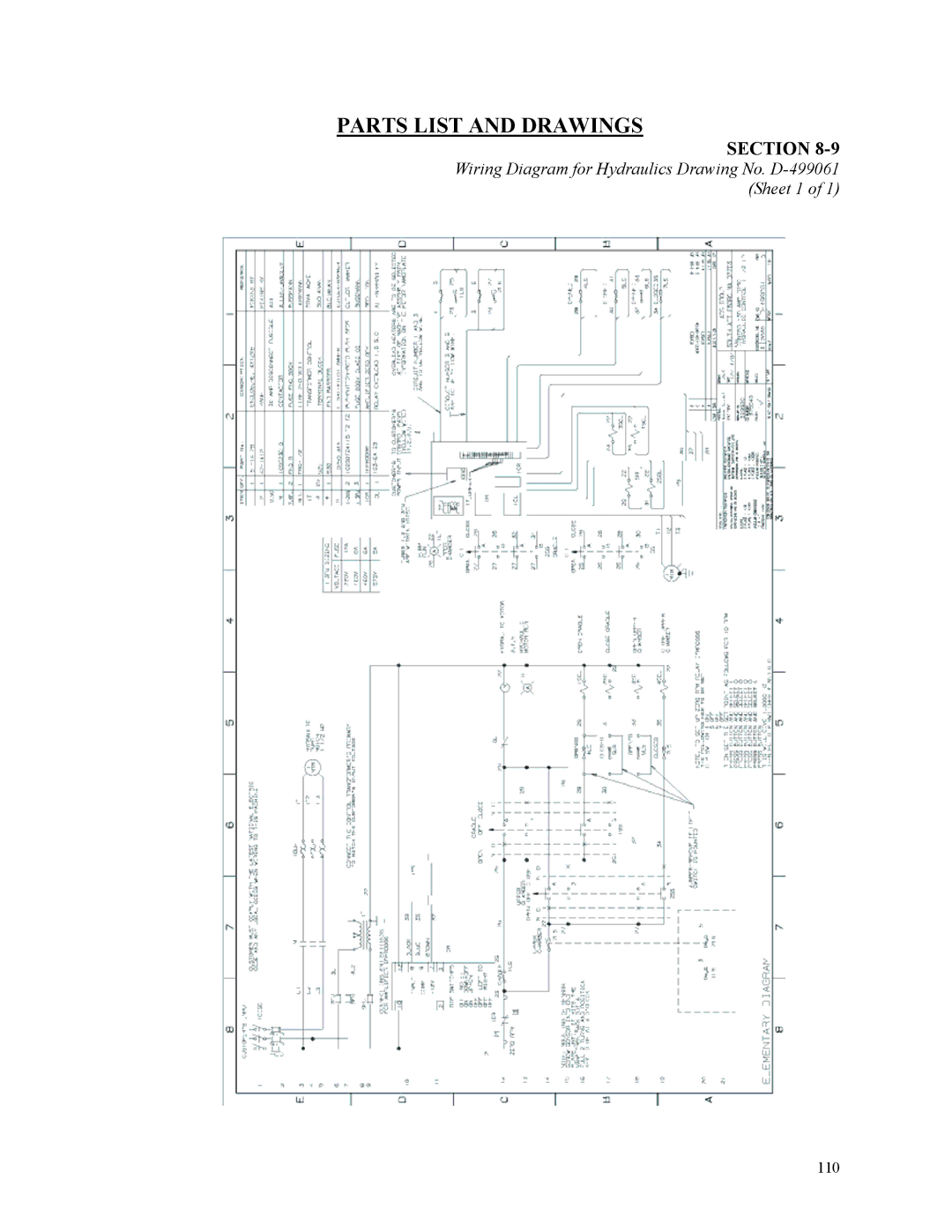 Sterling D48160s manual Wiring Diagram for Hydraulics Drawing No. D-499061 Sheet 1 