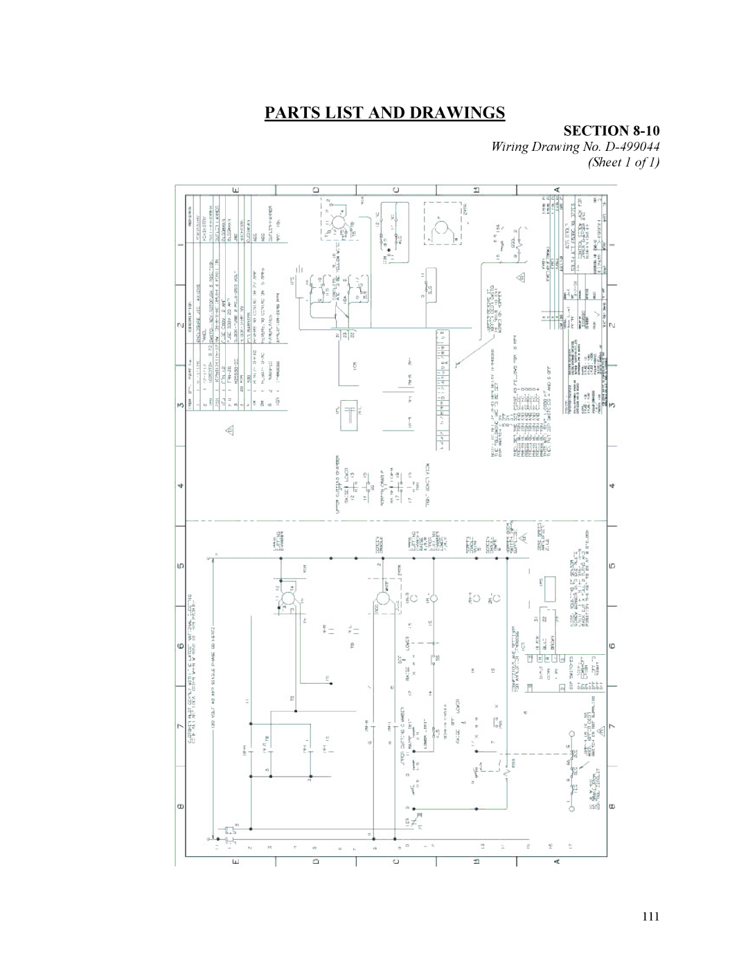 Sterling D48160s manual Wiring Drawing No. D-499044 Sheet 1 