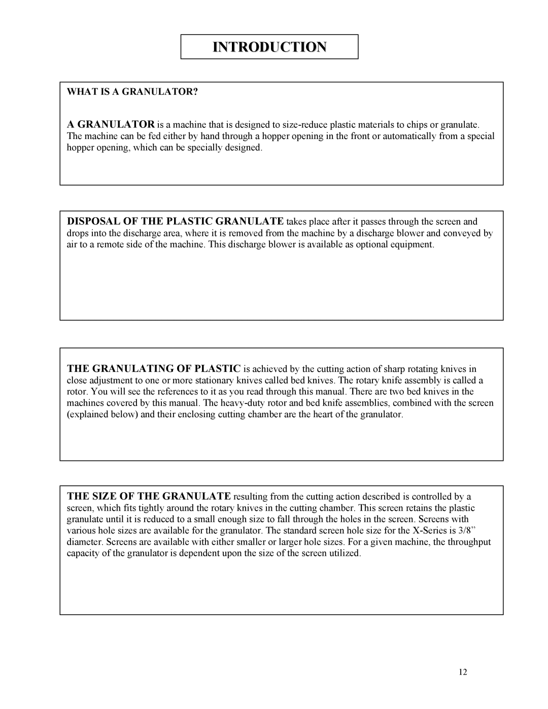Sterling D48160s manual Introduction, What is a GRANULATOR? 