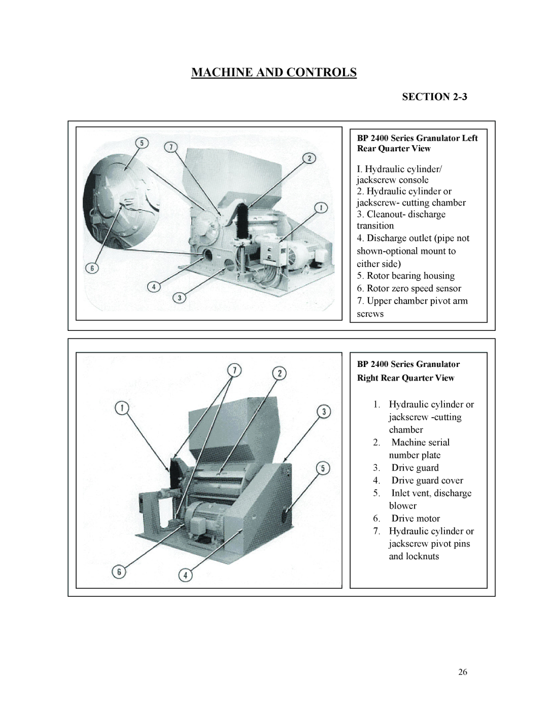 Sterling D48160s manual BP 2400 Series Granulator Left Rear Quarter View 