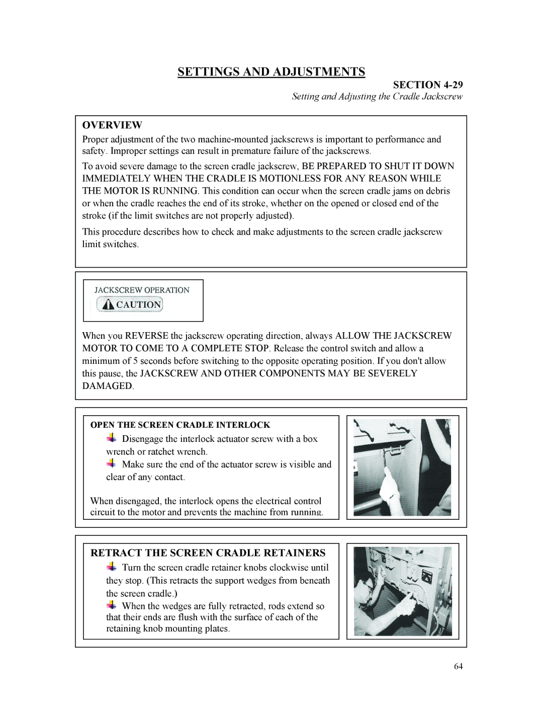 Sterling D48160s manual Overview, Retract the Screen Cradle Retainers 