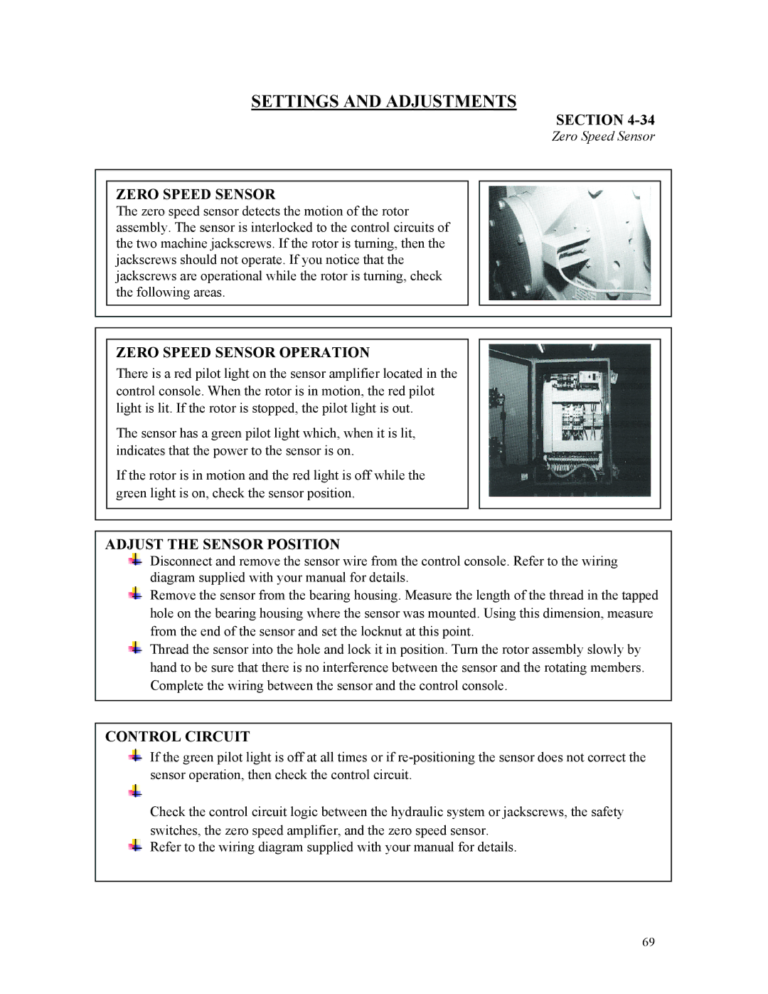 Sterling D48160s manual Zero Speed Sensor Operation, Adjust the Sensor Position, Control Circuit 