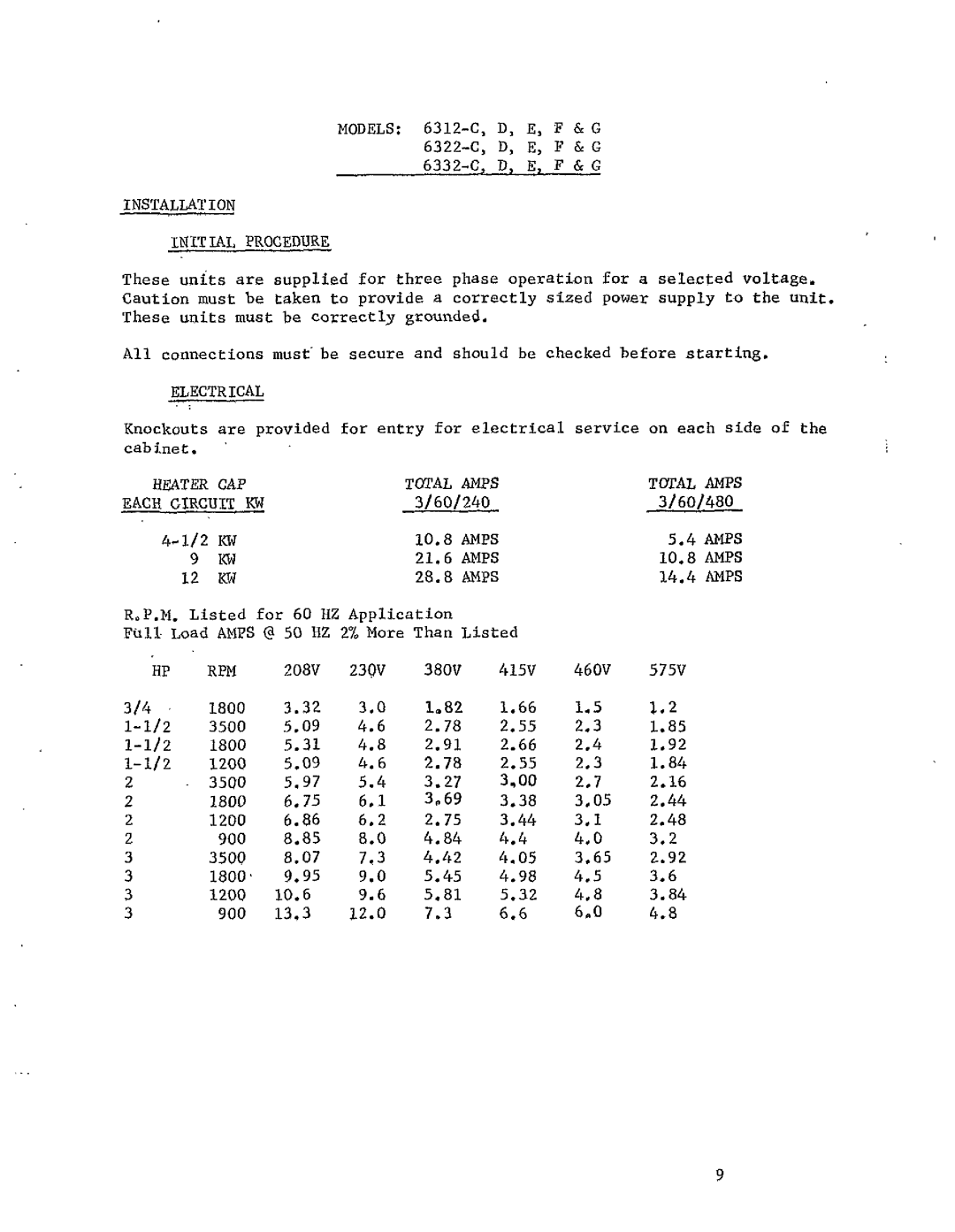 Sterling 6322-C, E, F&G, 6312-C, D, 6332-C manual 