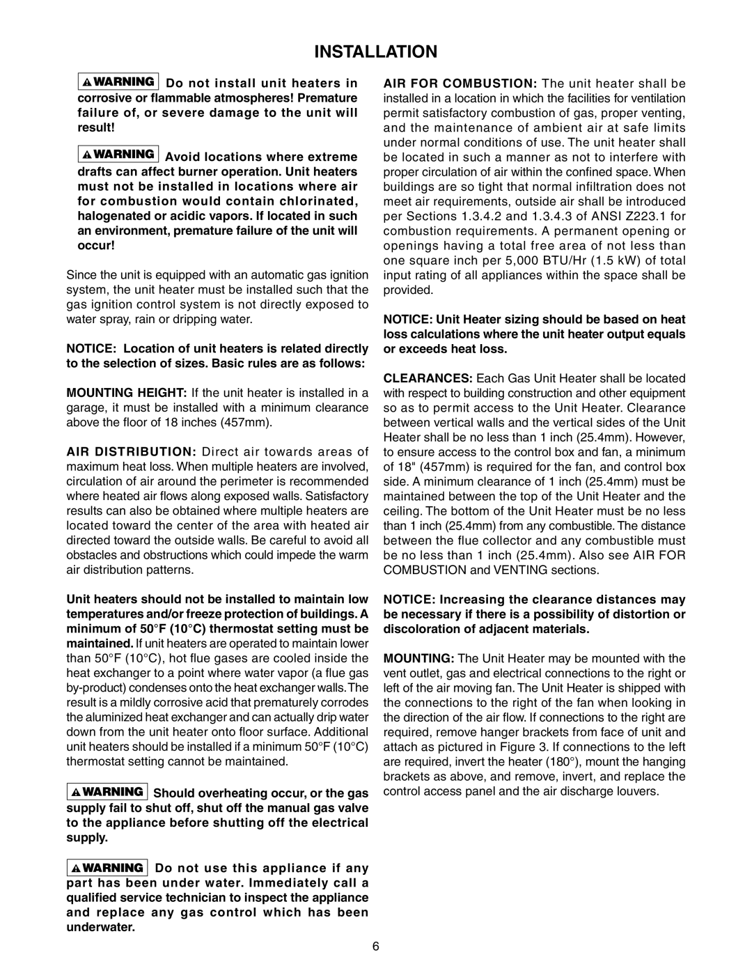 Sterling GG-105, GG-90, GG-75, GG-60, GG-45, GG-120, GG-30 specifications Installation 