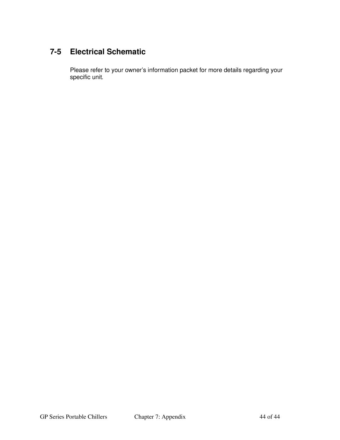 Sterling GP Series specifications Electrical Schematic 