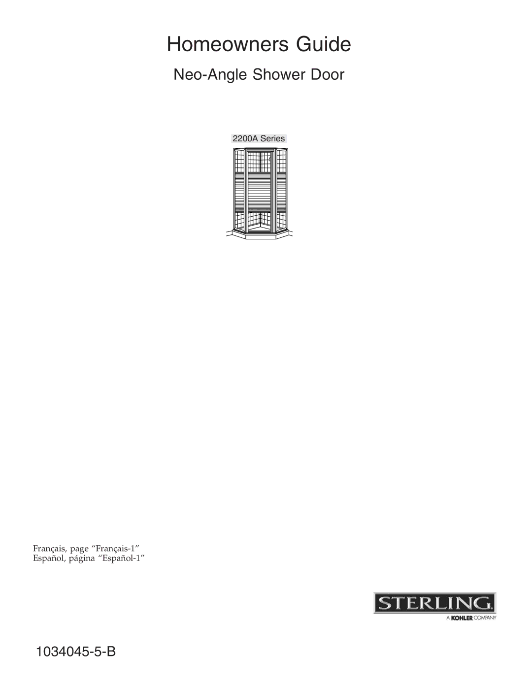 Sterling Plumbing 2200A-36 manual Homeowners Guide, Neo-Angle Shower Door, 2200A Series 