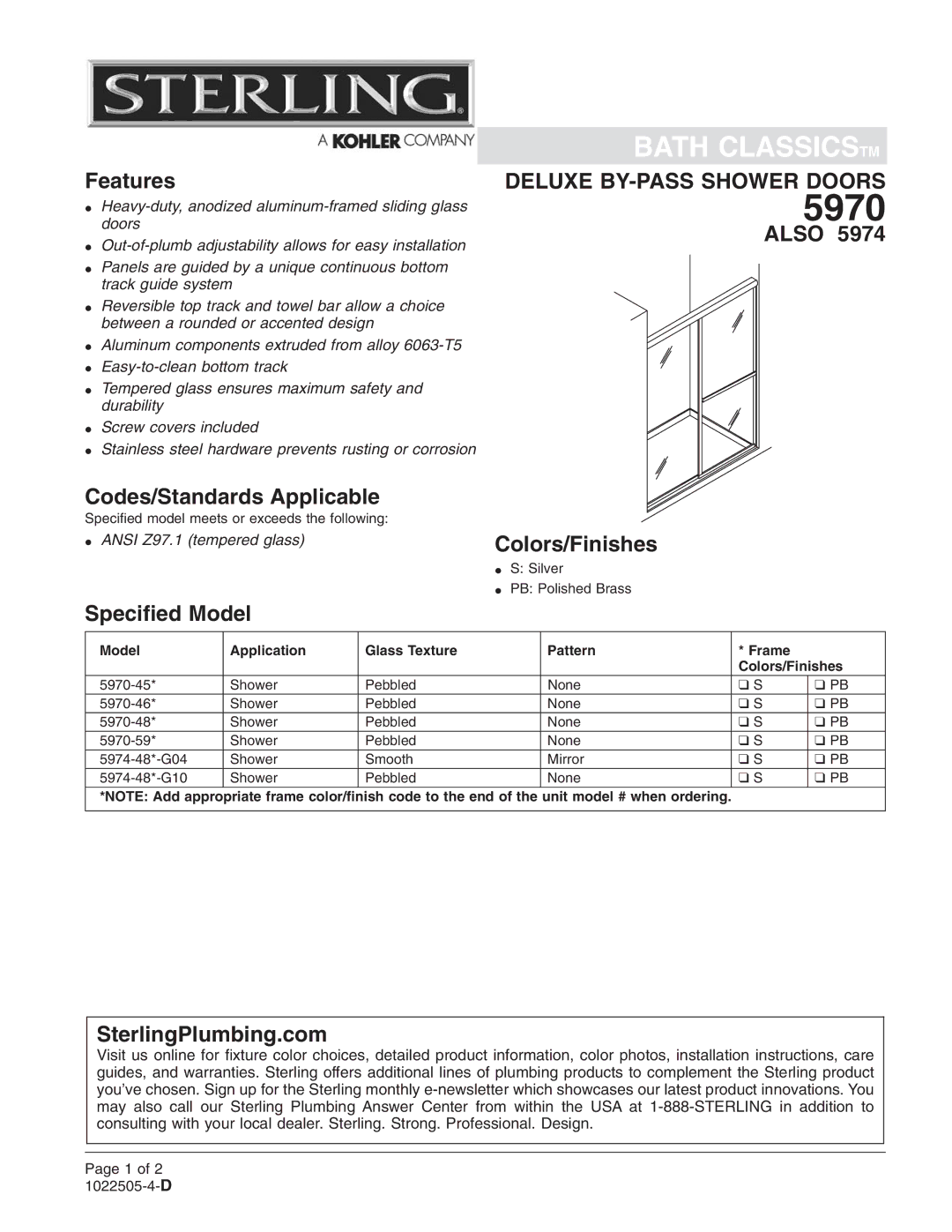 Sterling Plumbing 5970 installation instructions 