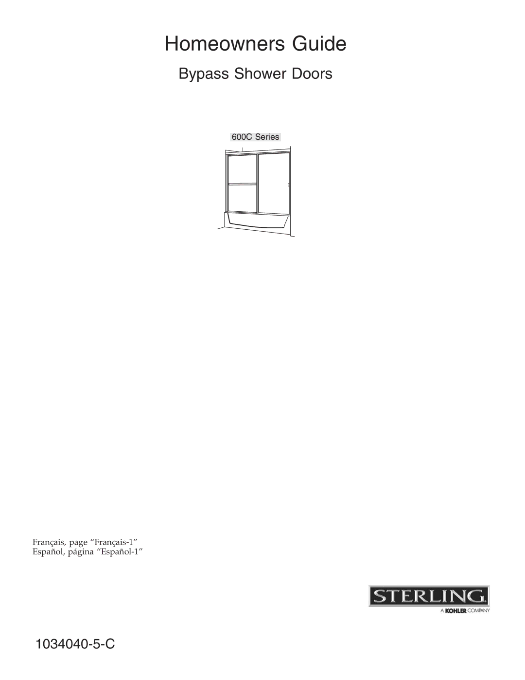 Sterling Plumbing 600C Series manual Homeowners Guide, Bypass Shower Doors 