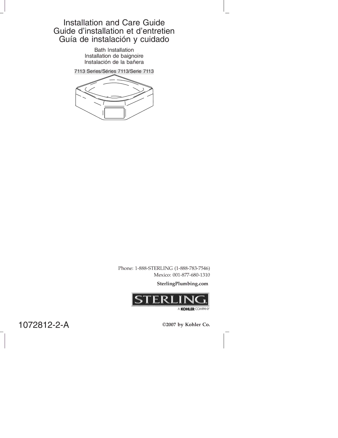 Sterling Plumbing 7113 Series manual 1072812-2-A 